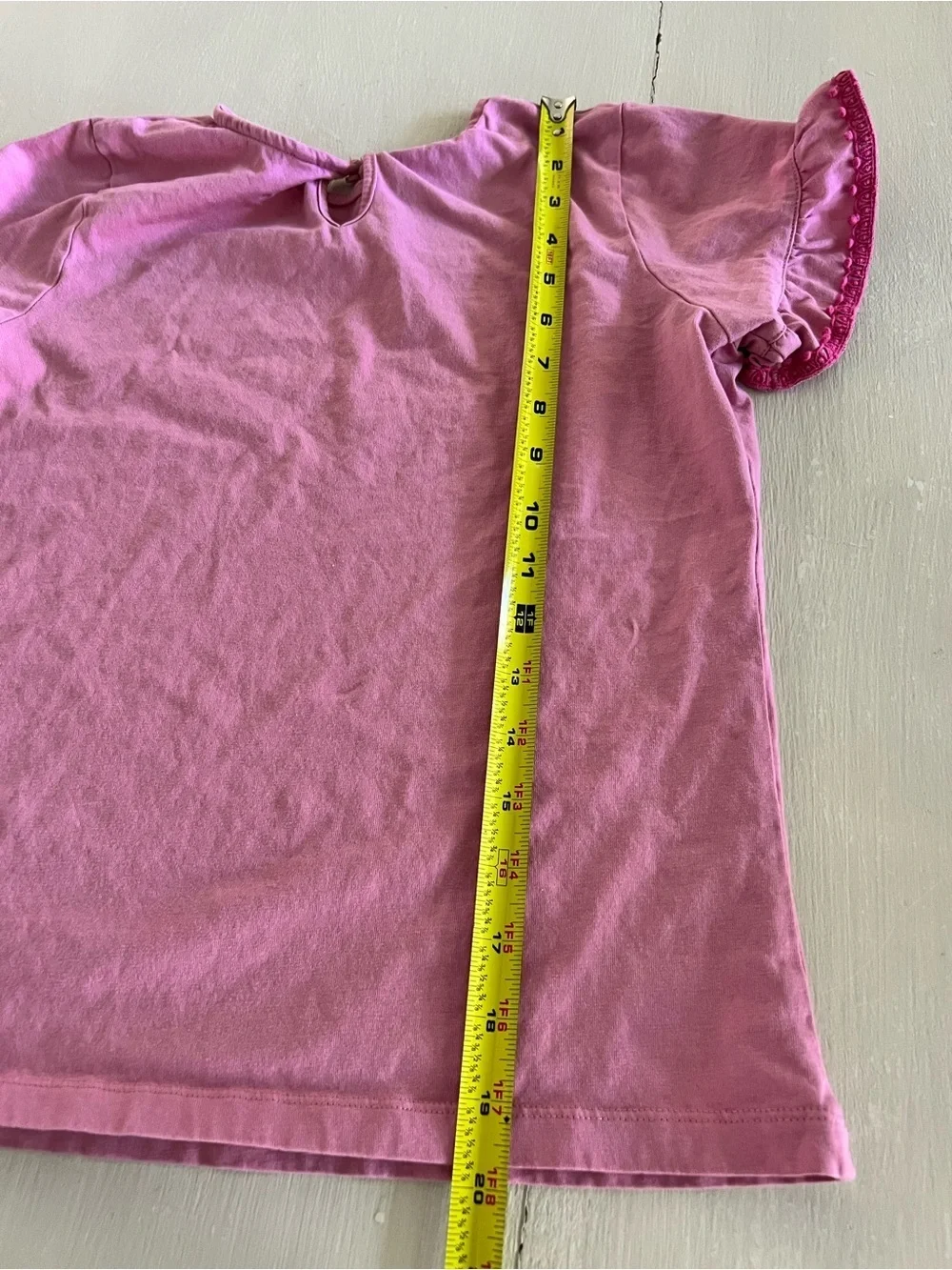 Mini Boden Girls Pink Ruffle Sleeve Tee Short Sleeve Shirt Cute Summer Top 13/14